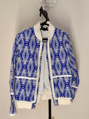 Timo Weiland Blue and White Floral-Print Bomber